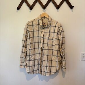 Universal Thread Beige and Blue Plaid Button Down Shirt
